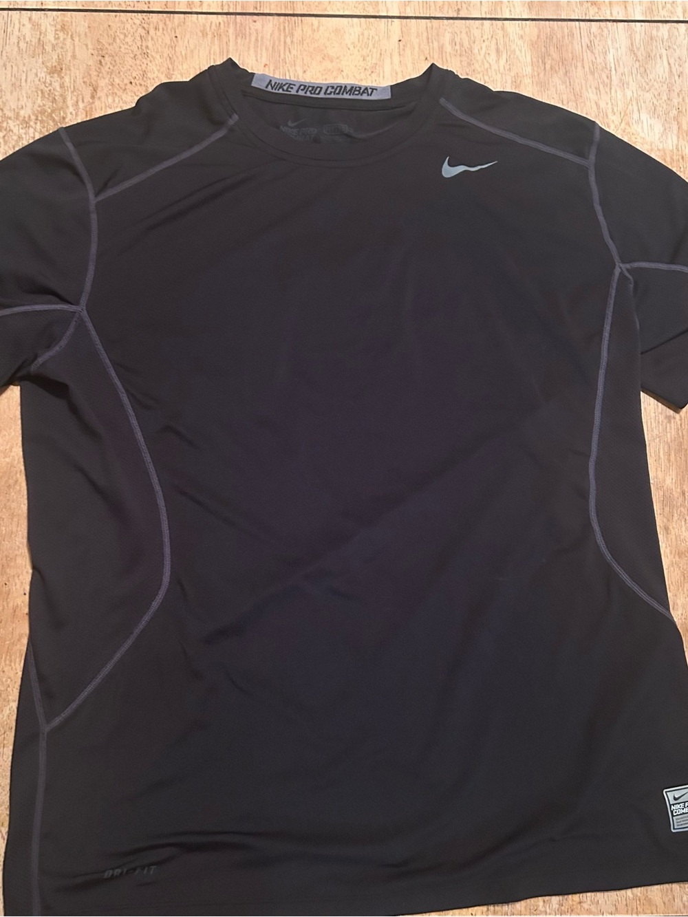 Nike  
Pro Combat Black Compression Training Top with Silver Logo